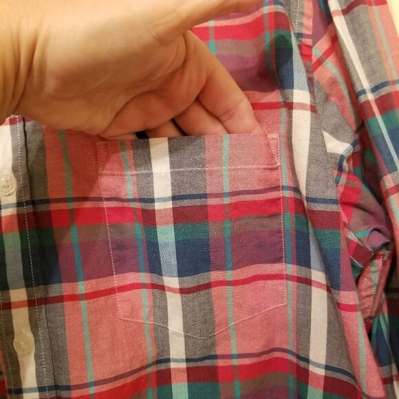 J. Crew Summer Plaid Button Down Slim Large - Picture 8 of 9